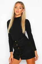 Load image into Gallery viewer, Suedette Button Front A Line Mini Skirt
