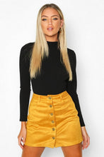 Load image into Gallery viewer, Suedette Button Front A Line Mini Skirt
