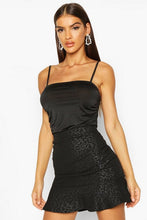 Load image into Gallery viewer, Leopard Print Coated Frill Hem Mini Skirt
