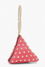 Load image into Gallery viewer, Triangle Stud &amp; Chain Handle Clutch Bag
