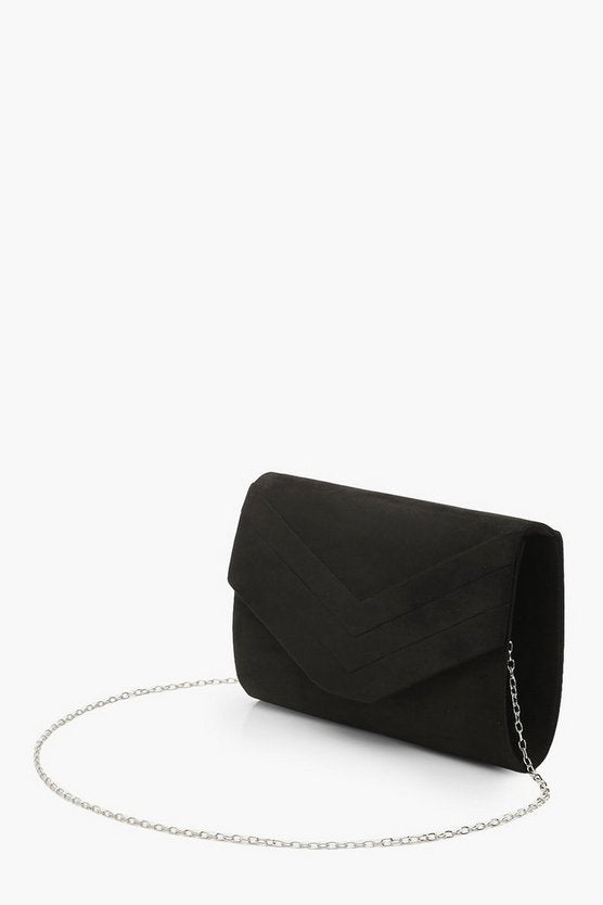 Suedette Chevron Clutch Bag