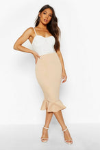 Load image into Gallery viewer, Peplum Hem Midi Skirt
