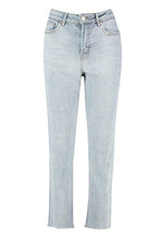 Load image into Gallery viewer, Mid Rise Raw Hem Straight Leg Jean
