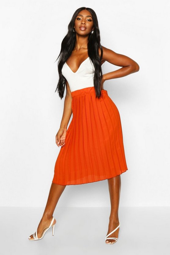 Chiffon Pleated Midi Skirt