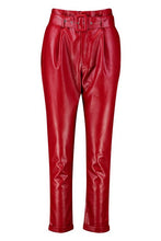 Load image into Gallery viewer, Leather Look Belted Tapered Trouser
