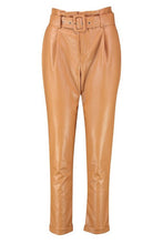 Load image into Gallery viewer, Leather Look Belted Tapered Trouser
