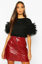 Load image into Gallery viewer, Mock Croc Pocket Detail Mini Skirt
