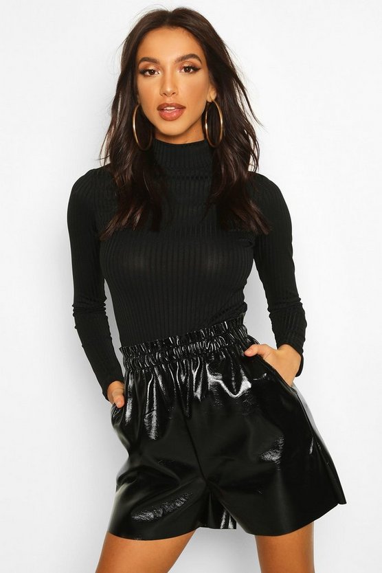 Paperbag Waist Vinyl Shorts