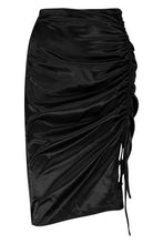 Load image into Gallery viewer, Satin Drawcord Ruched Midi Skirt
