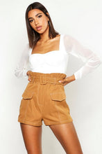 Load image into Gallery viewer, Contrast Stitch Belted Paperbag Waist Short

