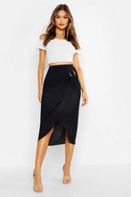 Load image into Gallery viewer, Buckle Detail Wrap Midi Skirt
