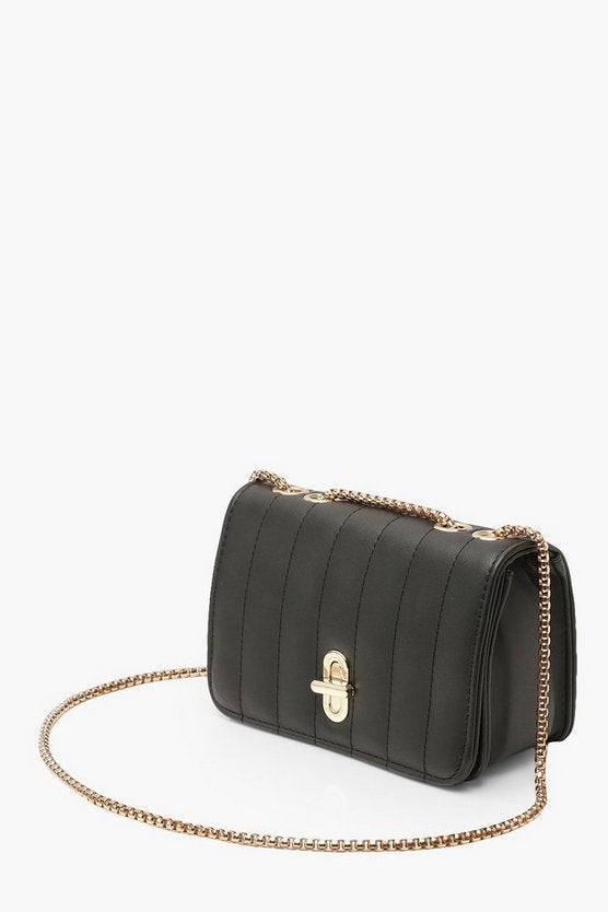 Quilted Lock & Chain Cross Body Bag