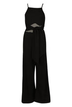 Load image into Gallery viewer, Rib Mesh Mix Tie Front Jumpsuit
