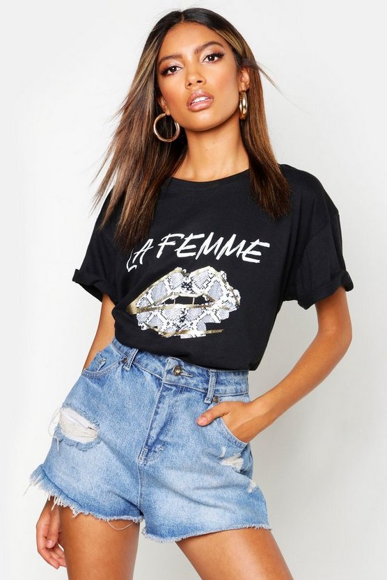 Snake Lips Foil Print T-Shirt