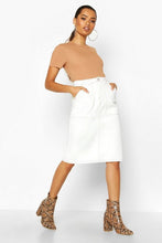 Load image into Gallery viewer, Utility Contrast Stitch Denim Midi Skirt
