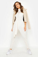 Load image into Gallery viewer, Grown On Neck Belted Jumpsuit
