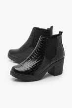 Load image into Gallery viewer, Croc Patent Chunky Chelsea Boots
