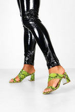 Load image into Gallery viewer, Lime Snake Double Strap Mules
