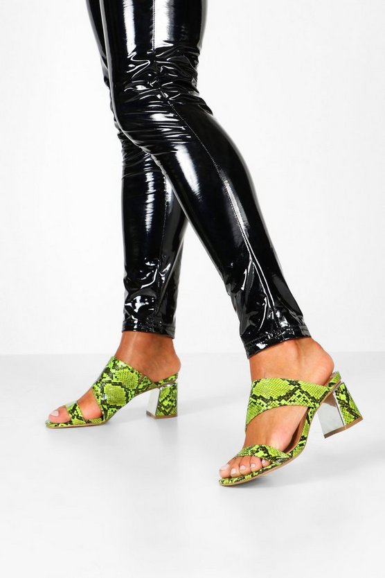 Lime Snake Double Strap Mules
