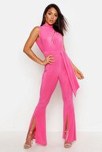 Load image into Gallery viewer, Slinky Cut Out Flare Leg Ruched Jumpsuit
