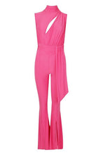 Load image into Gallery viewer, Slinky Cut Out Flare Leg Ruched Jumpsuit
