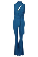 Load image into Gallery viewer, Slinky Cut Out Flare Leg Ruched Jumpsuit

