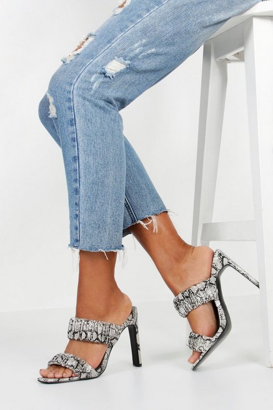 Snake Rouched Double Band Mules