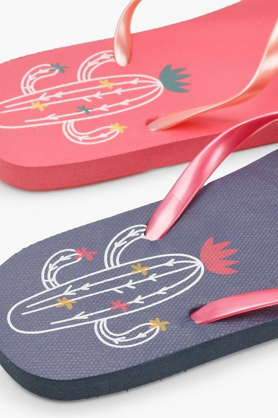 Cactus Print 2 Pack Flip Flops