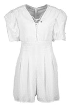 Load image into Gallery viewer, Dobby Spot Mesh Lace Up Playsuit
