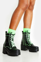 Load image into Gallery viewer, Neon Lace Up Chunky Hiker Boots
