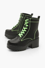 Load image into Gallery viewer, Neon Lace Up Chunky Hiker Boots
