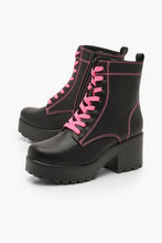 Load image into Gallery viewer, Neon Lace Up Chunky Hiker Boots
