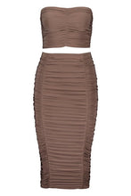 Load image into Gallery viewer, Slinky Ruched Bardot Top - Midi Skirt Co-Ord

