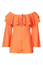 Load image into Gallery viewer, Off The Shoulder Ruffle Flare Sleeve Playsuit
