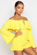 Load image into Gallery viewer, Off The Shoulder Ruffle Flare Sleeve Playsuit
