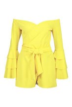 Load image into Gallery viewer, Off The Shoulder Flared Sleeve Wrap Playsuit
