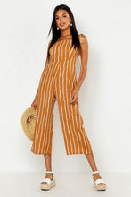 Load image into Gallery viewer, Tie Shoulder Tonal Stripe Culotte Jumpsuit
