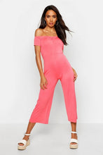 Load image into Gallery viewer, Ruched Bardot Wide Leg Jumpsuit
