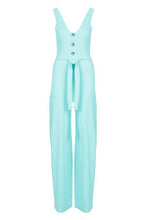 Load image into Gallery viewer, Horn Button Rib Tie Belt Pocket Jumpsuit
