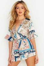 Load image into Gallery viewer, Ruffle Detail Satin Chain Print Playsuit
