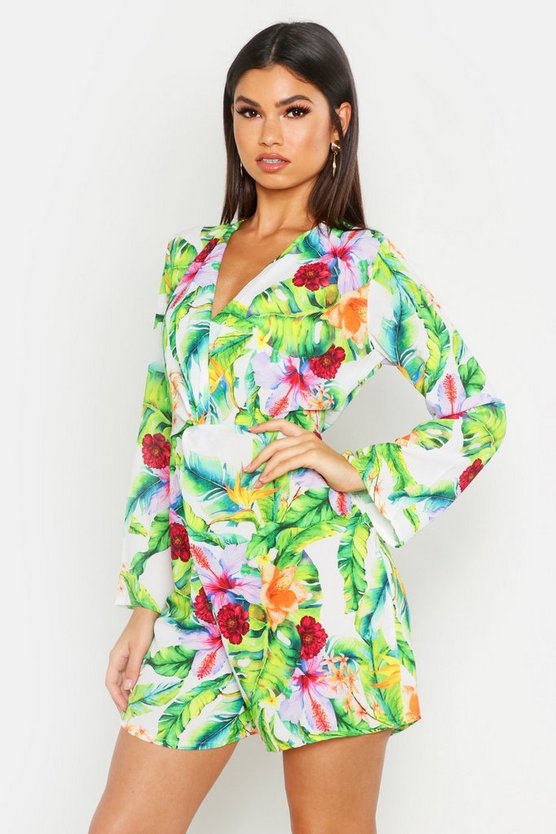 Tropical Palm Knot Front Playsuit