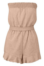 Load image into Gallery viewer, Ruffle Hem Tie Waist Linen Look Playsuit

