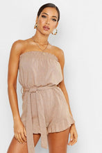 Load image into Gallery viewer, Ruffle Hem Tie Waist Linen Look Playsuit
