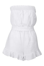 Load image into Gallery viewer, Ruffle Hem Tie Waist Linen Look Playsuit
