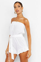 Load image into Gallery viewer, Ruffle Hem Tie Waist Linen Look Playsuit

