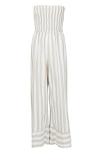 Load image into Gallery viewer, Linen Stripe Shirred Backless Wide Leg Jumpsuit
