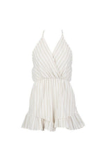 Load image into Gallery viewer, Striped Linen Look Tie Back Frill Hem Playsuit
