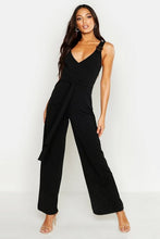 Load image into Gallery viewer, Linen Look Wrap Front Buckle Jumpsuit
