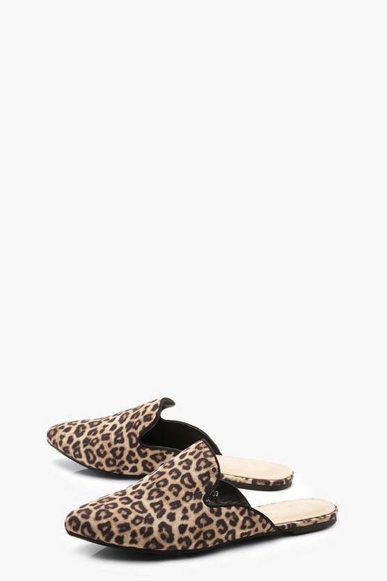 Leopard Pointed Mule Loafers