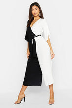 Load image into Gallery viewer, Contrast Belted Wrap Jumpsuit
